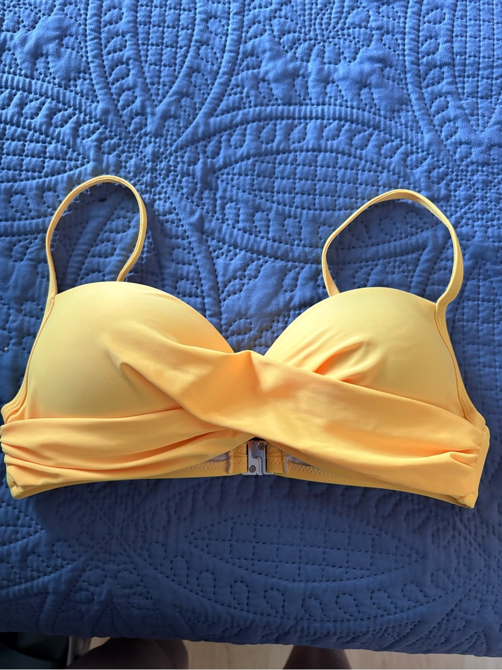 Bright Yellow Twist-Front Swim Top